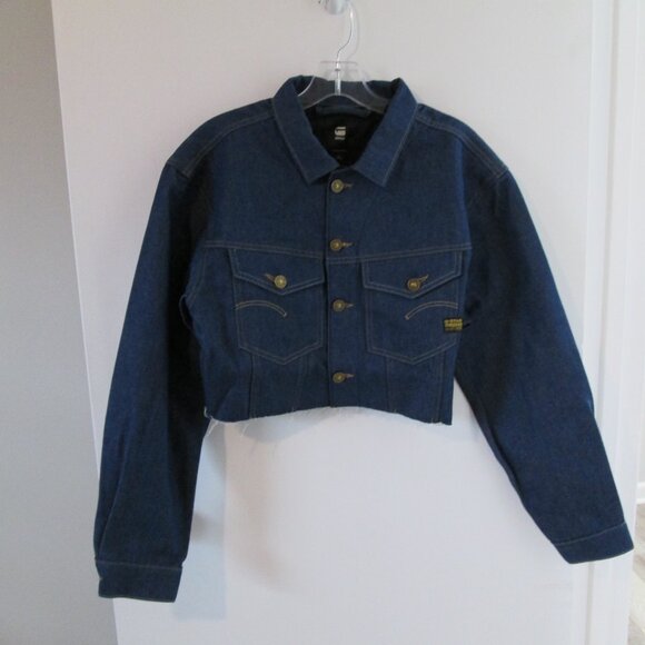 G-Star RAW frayed-edge cropped jacket Sz S NWT - Picture 3 of 12